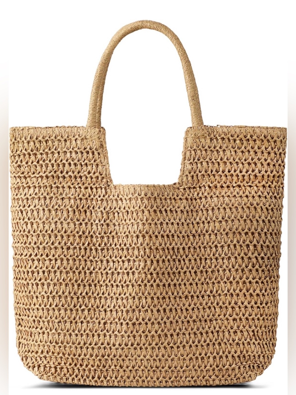 Woven Straw Tote Bag - Natural